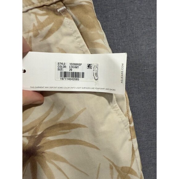 AG Mens Slim Cipher Shorts Palm Print Beige 29 - Picture 4 of 5